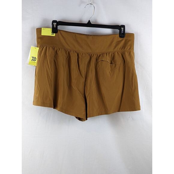 All in Motion Woven Shorts Knit Waist High Rise Stretch Toffee XXL Zipper Pocket - Picture 8 of 8